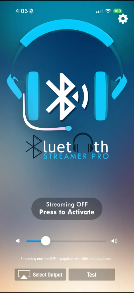 Bluetooth Streamer Pro streaming screen